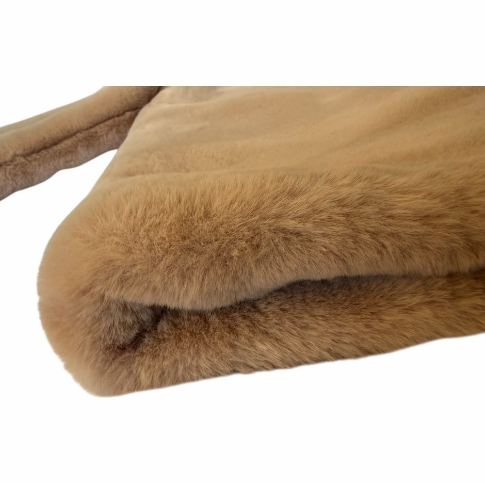 Apparis Sand Plush Faux Fur Hooded Coat M Neutral Beige Vegan Luxe Soft NWOT - Picture 9 of 13